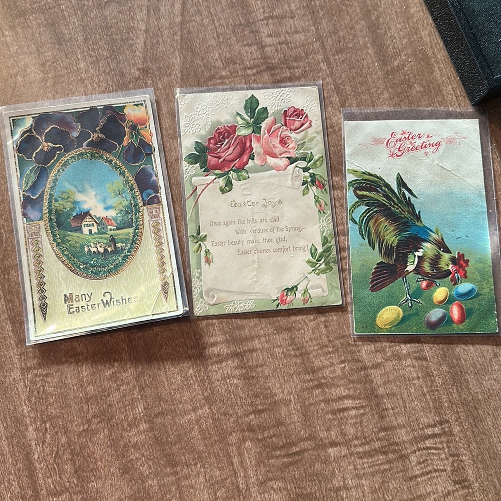3 Beautiful Antique 1908 Easter Postcards